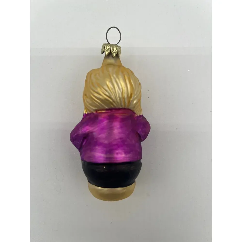 Vintage Blown Glass Lion Holiday Christmas Purple Gold Animal Ornament - 4" - Picture 2 of 3